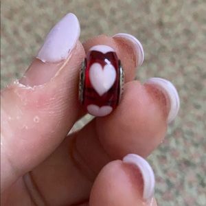 Pink and red heart enamel Pandora charm